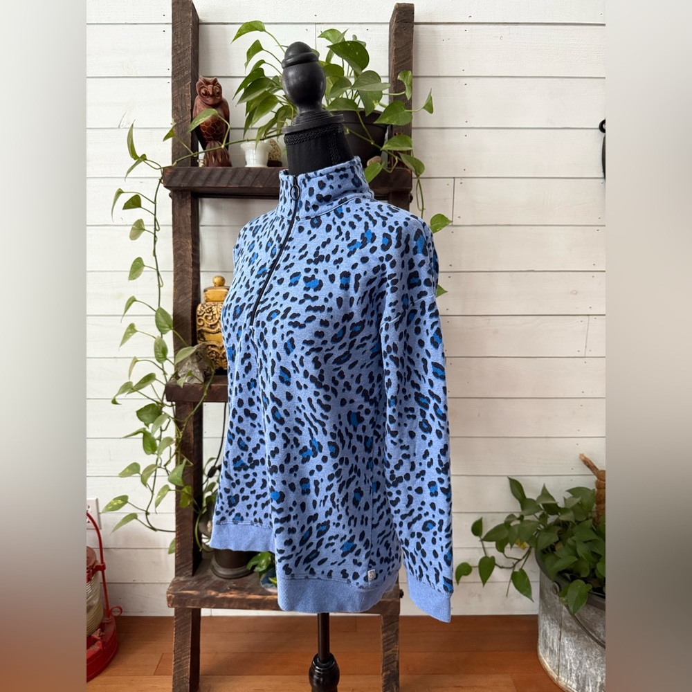 Talbots Blue Patterned Zip-Up Sweater - image 6